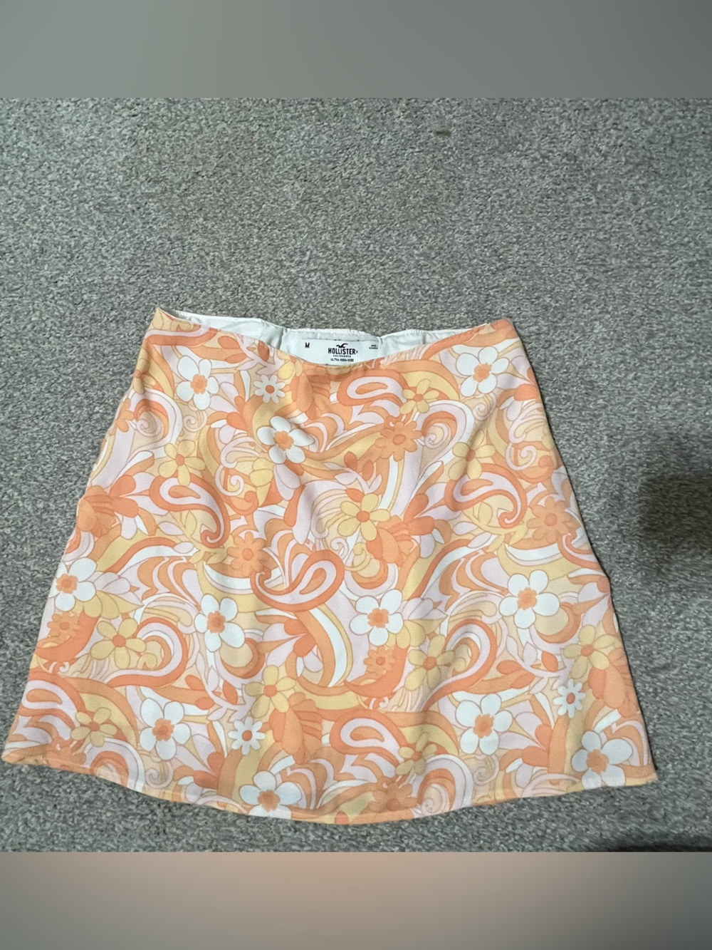 Hollister Peach Retro Floral A-Line Skirt